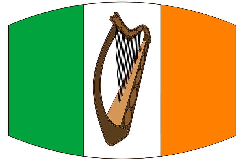 Irish flag with harp